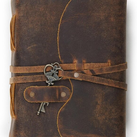 Vintage Leather Journal – 200 Handmade Vintage Deckle Edge Paper – Leather bound - Picture 3 of 8
